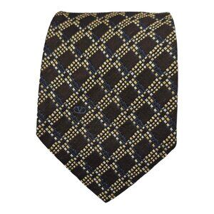 VALENTINO Brown Geometric Silk Tie ITALY 60"/ 3.8" EC